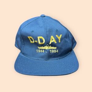 Vintage 1990s D-Day 50th Anniversary SnapBack Hat Vtg Black 90s